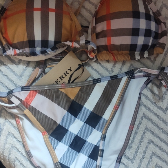 Plaid Bikini in Tan and Black - Picture 1 of 3
